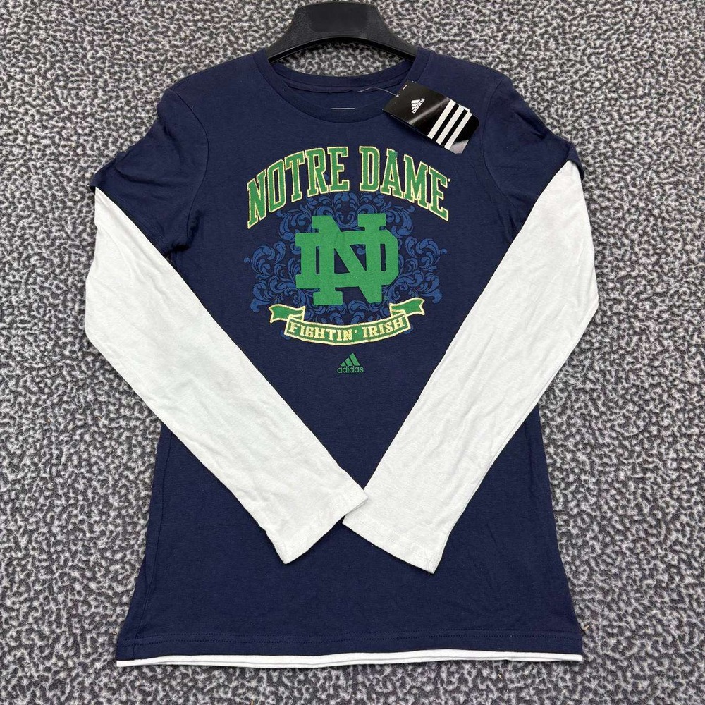 Notre Dame Fighting Irish Shirt Youth Large 14 Adidas Long Sleeve Crew Neck New